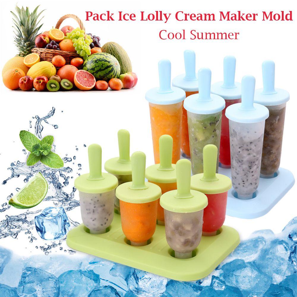 6/12pcs DIY Ice Cream Popsicle Mould +Silicone Tray Dessert Summer Icebox Lolly Mould