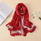 Printed Gauze Scarf Thin Versatile Warm Scarf Female Sunscreen Beach Towel Shawl Oversized Simple Temperament Silk Scarf Female