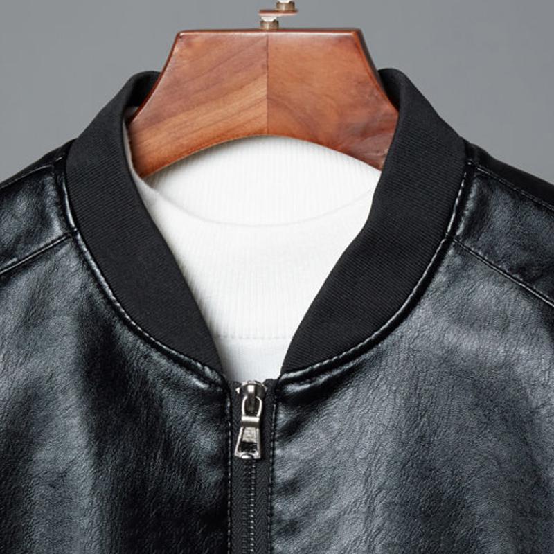 Soft Leather Short Leather Jacket Men's Thin Loose Casual Jacket Warm Leather Jacket Men's Handsome and Simple Warm Motorcycle Clothing