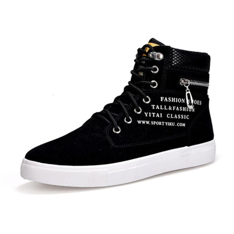 Men Fashion Casual High Top Suede Shoes Lace Up Sneakers Driving Moccasins