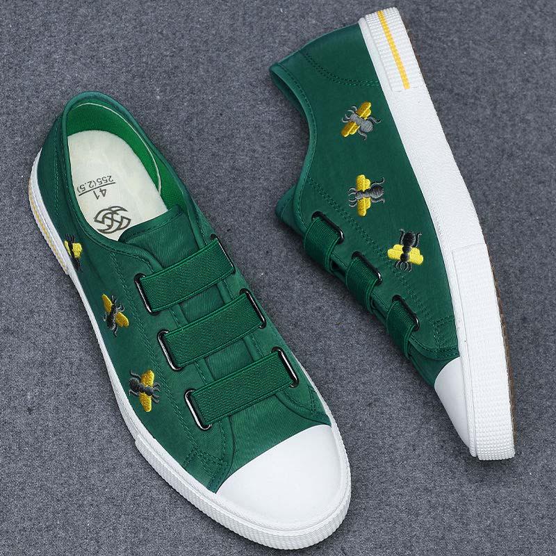 Plus Size 38-44 Summer Men Canvas Sneakers Comfortable Deodorant Running Basketball Shoes Breathable Shockproof Non-slip Bee Shoes