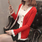 Spring and Autumn Knitted Cardigan Sweater All-match Long-sleeved Slim Jacket Fashion Simple Female Top