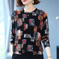 Autumn and Winter Ladies Fur Round Neck Bottoming Shirt Fashion Printing Shirt Sweater