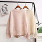 Autumn and Winter Sweater Women's Hedging Loose Solid Color Petal Collar Base Sweater