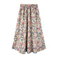 Floral Skirt Women Chiffon High Waist Long Skirt A-line Skirt Mid-length Floral Skirt Elastic Waistline Ladies Skirt Fabric Light and Breathable