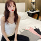 Winter Camisole Crop Top Women Plus Velvet Bralette Spaghetti Strap Corset Tank Top Winter Warm Thermal Vest Innerwear Bralets Yk2 Cami Black