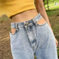 WTEMPO Retro Hollow High Waist Spring Mop Jeans Women Loose Thin Skinny Wide Leg Pants Wild Long Pants