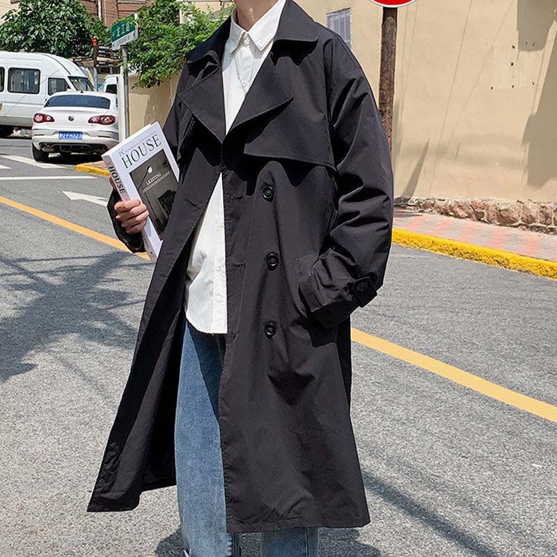 Autumn and Winter Loose Windbreaker Men's Mid-length Coat Jacket Casual Loose Top