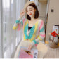 Autumn Winter Sexy Crop Sweater women Deep V-neck Pullover Sweater Long-sleeve Sweater Loose All-match Striped Sweater