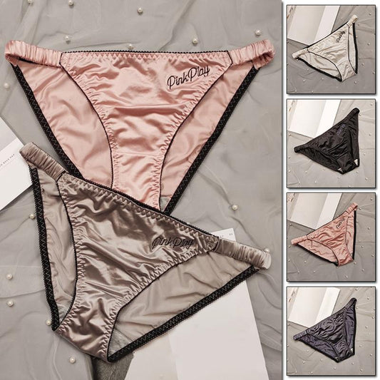 Elastic Ice Silk Female Underwear Low Waist Solid Color Seamless Sexy Panties Briefs Breathable