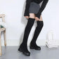 Suede Comfortable Boots Women's Inner Height Increase Over The Knee Boots Women's High-Tube Lace-up Plus Fleece Elastic Boots