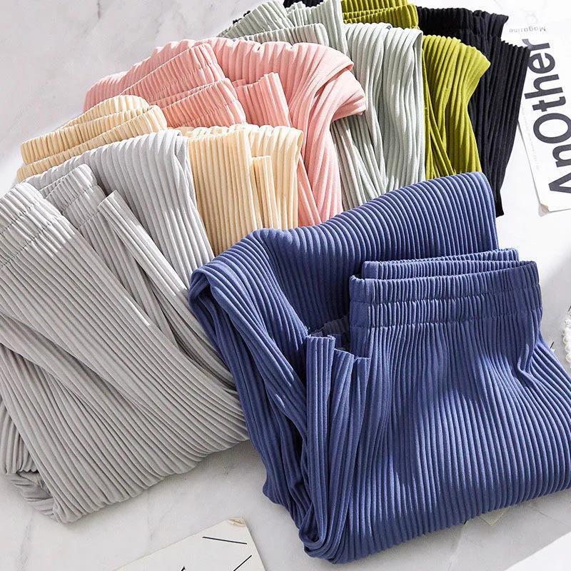 WTEMPO Wide Leg Straight Trousers Summer Cool Thin Pants Women Loose High Waist  Casual Cool Comfortable Home Go Out Party Office