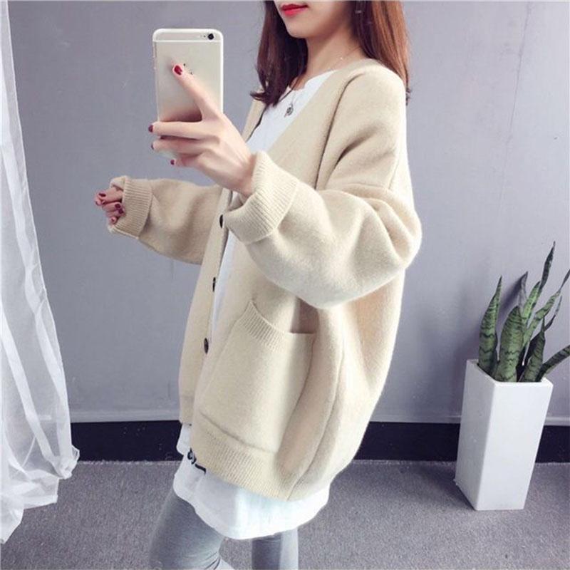 Knitted Cardigan Women Jacket Women Korean Version Loose Students Are Thin and Versatile Thick Sweater Jacket