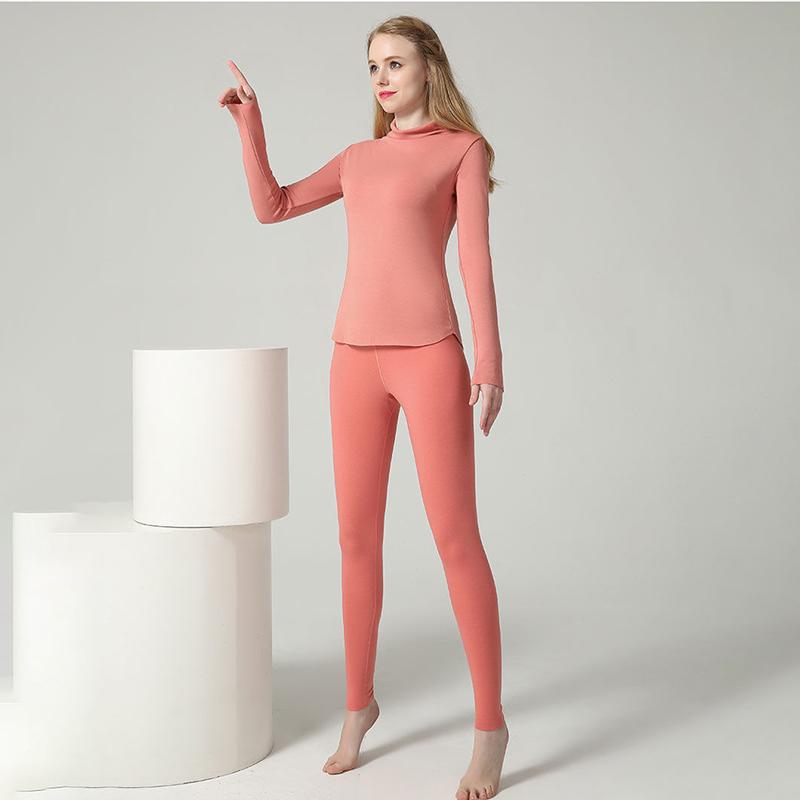 Women Long Sleeve Thermal Underwear Women Winter Thicken Tight Suit Sexy Pajamas Autumn Spring Windproof Soft Lining Comfortable Breathable Versatile