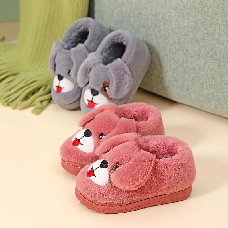 Children's Cotton Slippers Bag with Non-slip Soft Bottom for Primary School Students To Keep Warm In Winter Cartoon Cute Cotton Slippers