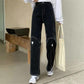 Love Embroidery Jeans Men and Women Loose Retro Washed Wide Leg Straight Pants Chinese Version Trend All-match Casual Long Pants