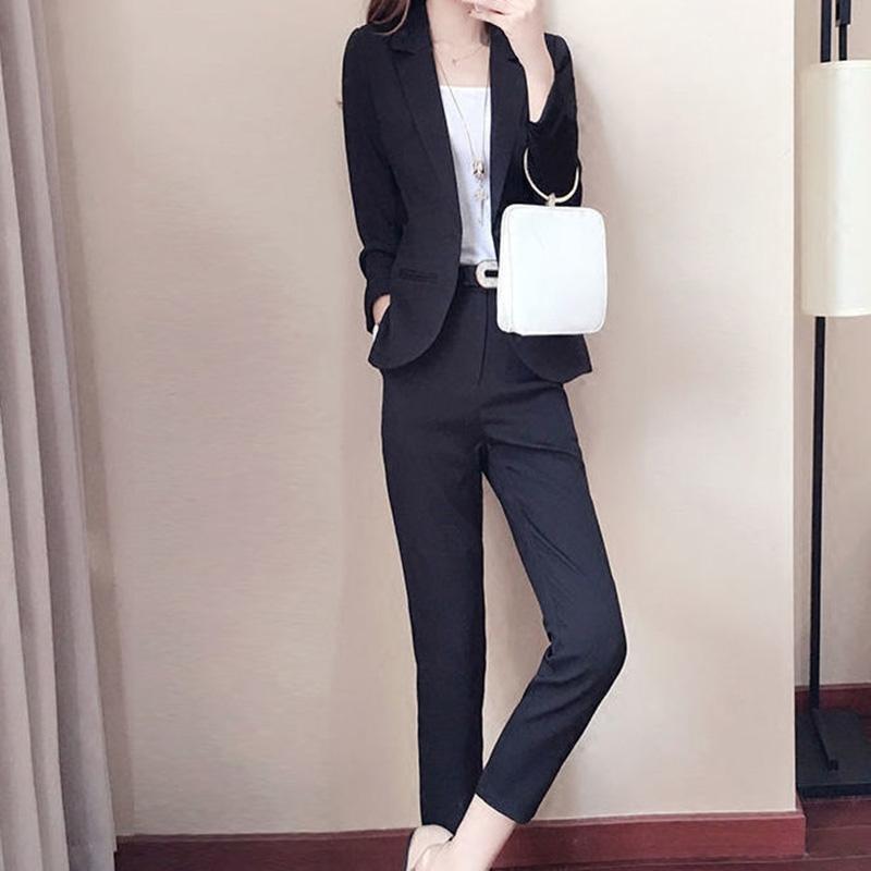 Suit Suit Female Spring and Autumn Temperament British Style Two-piece Suit Jacket + Suit Pants Casual Work Clothes Professional Suit Two-piece Suit