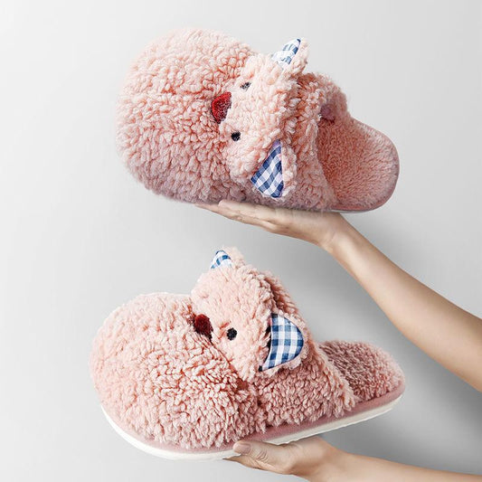 Autumn and Winter Bobby Bear Cotton Slippers Indoor Non-slip Warm Flat Shoes Comfortable and Casual