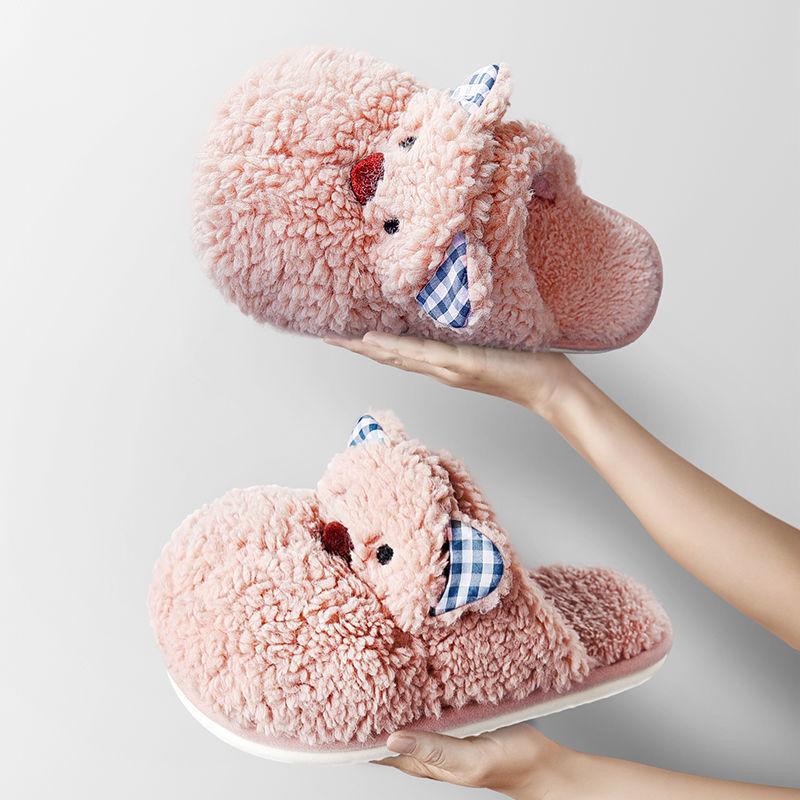 Autumn and Winter Bobby Bear Cotton Slippers Indoor Non-slip Warm Flat Shoes Comfortable and Casual