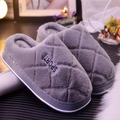 Winter Warm Cotton Slippers Couple Thick Non-slip Slippers