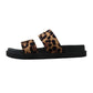 European and American Harajuku Style Student Fashion Outer Wear Leopard Print Slippers Female Summer Platform Double Strap Beach Sandals
