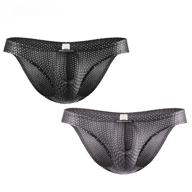 Men's Ice Silk Briefs Thin Section Mesh Eye Transparent Sexy Panties