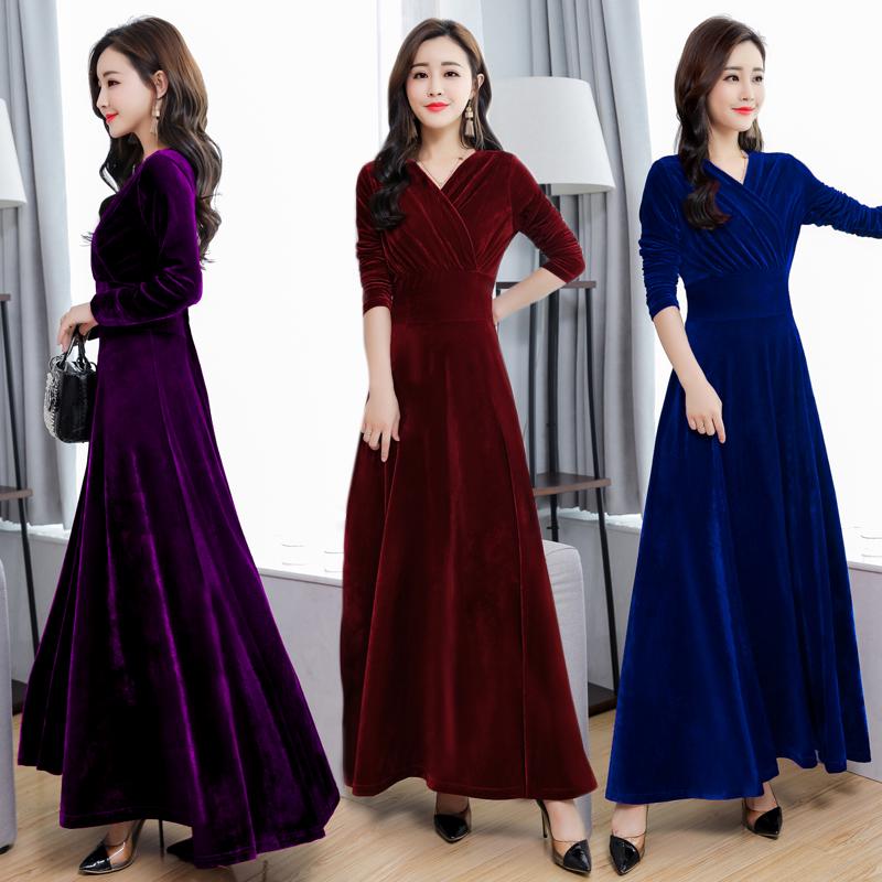 Long Slim Long Sleeve Plus Size Cheongsam Women's Long Skirt Fashion Woman Swing Dress