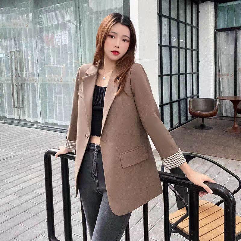 Women's Spring Suit Jacket Korean Version Temperament Loose British Style Suit Top Ins Ladies Blazer Jacket Outwear Black Suit Jacket
