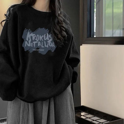 Women's Korean Version Loose Round Neck Long-sleeved Top Spring and Summer Long-sleeved BF Wind Ins Sweater Loose Display Pullover Coat