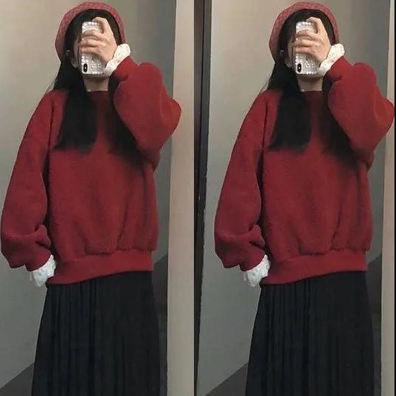 Autumn and Winter Suit Skirt Sweater Knitted Skirt Two-piece Red Sweater + A-line Skirt Warm Casual Ladies Sweater Suit