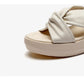 Wedge Heel Slippers Women's Platform Sandals Cross Bow Summer All-match PU Shoes High Heel Flip Flops Vintage Temperament Slippers Casual Beach Wear