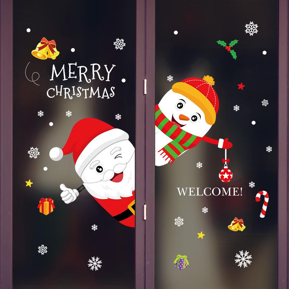 Holiday Santa Claus window decoration storefront glass seamless Christmas wall sticker