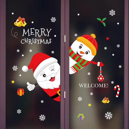 Holiday Santa Claus window decoration storefront glass seamless Christmas wall sticker
