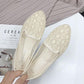 Summer Female Lightweight Flat Bottom Breathable Loafer Shoes Hollow Mesh Shallow Mouth Single Shoes