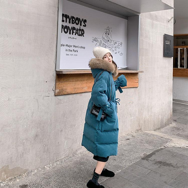 Cotton Jacket Female Winter Student Korean Style Loose Big Fur Collar Mid-length Bread Coat Cotton Jacket