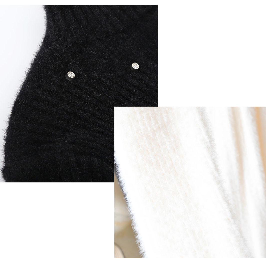Coffee Color Knitted Bottoming Shirt Mink Sweater Long Sleeve O-Neck Pullover Winter Long Dress