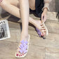 Slippers Women's Summer Wear Students Korean Outdoor Fashion Flat-bottomed Flowers One-word Sandals
