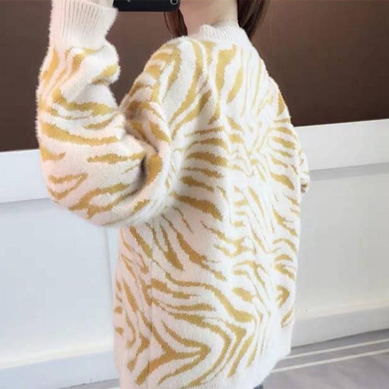 Pofulove Women's Autumn and Winter New Loose Pullover Lazy Sweater High-quality Mink Wool Sweater