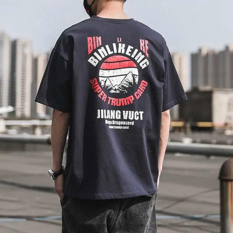 Summer Printed Cotton Men's T-shirt Short-sleeved Top Clothes Loose Casual Half-sleeved