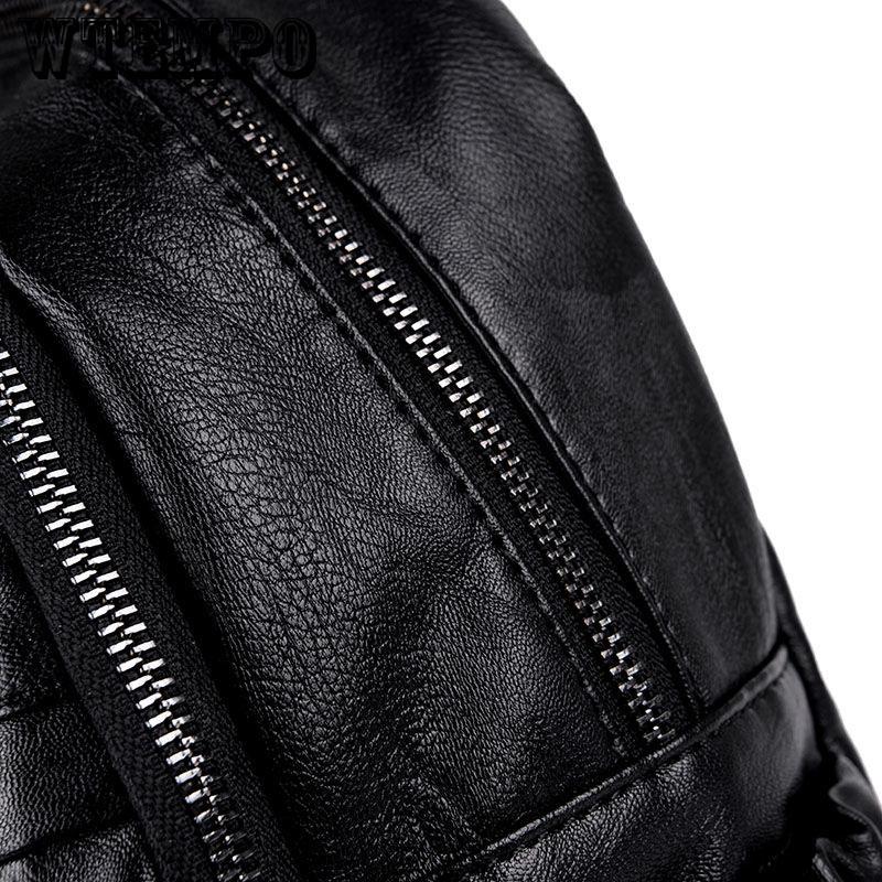 New Vintage fashion black Backpack Women Retro PU Leather Rucksack Big Capacity School Bag
