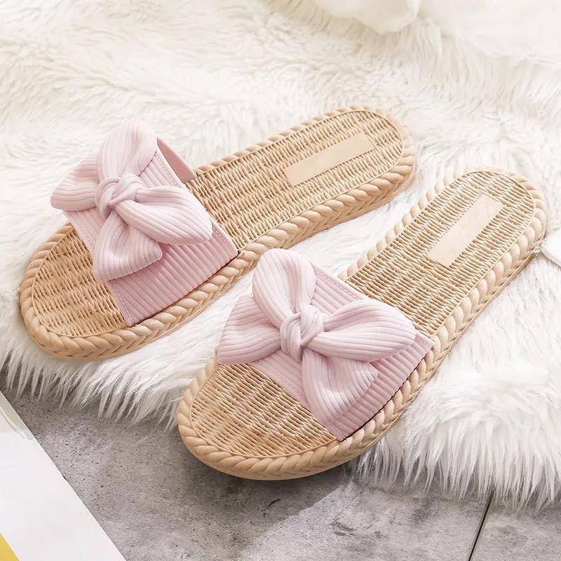 Slippers Women's Outer Wear Beach Slippers Korean Fashion All-match Sandals and Slippers Bow Slippers Non-slip Slippers