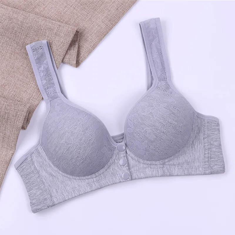 Ladies Underwear Cotton Front Buckle Bras Gathering Breast Lifting Tank Top Bras Without Steel Rings Large Size Breathable Thin Bras