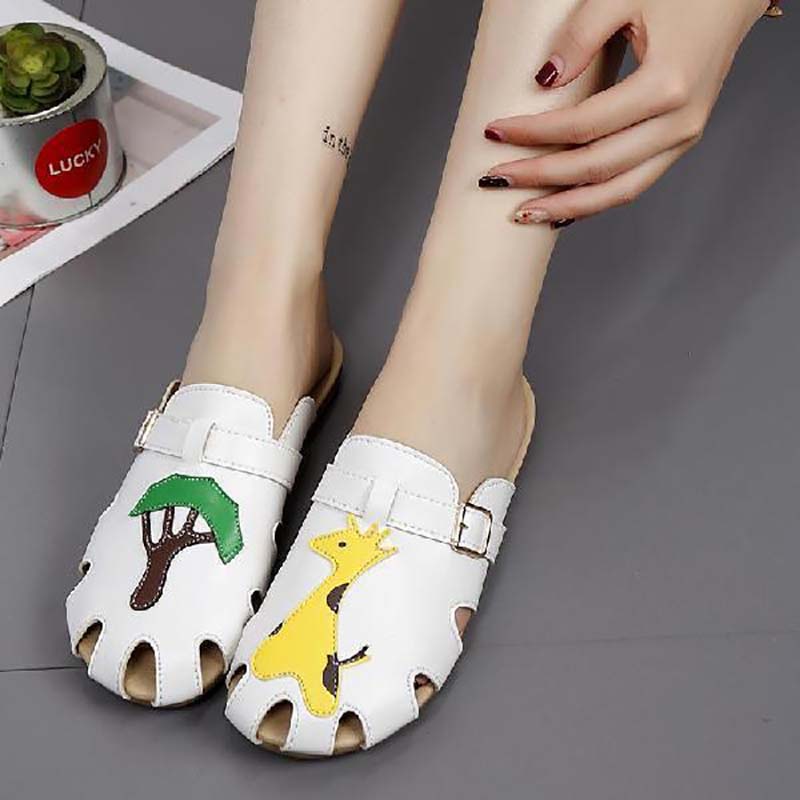 Flat Half Slippers Female Summer Korean Casual Versatile Hollow Sandals and Slippers Fashion Breathable Sandals
