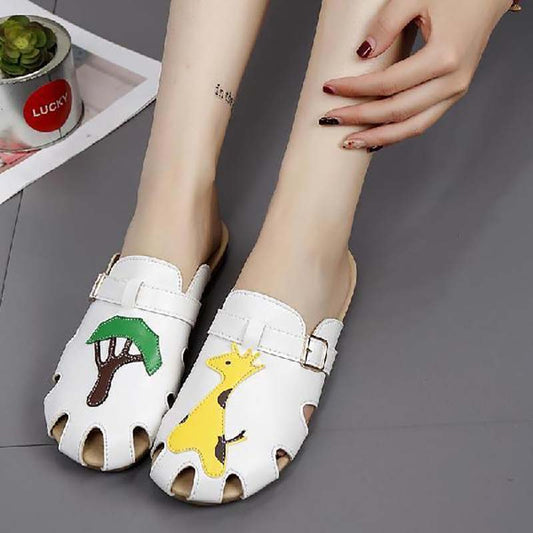 Flat Half Slippers Female Summer Korean Casual Versatile Hollow Sandals and Slippers Fashion Breathable Sandals