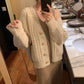 Autumn and winter new women's raglan sleeves classic twist sweater knit cardigan coat