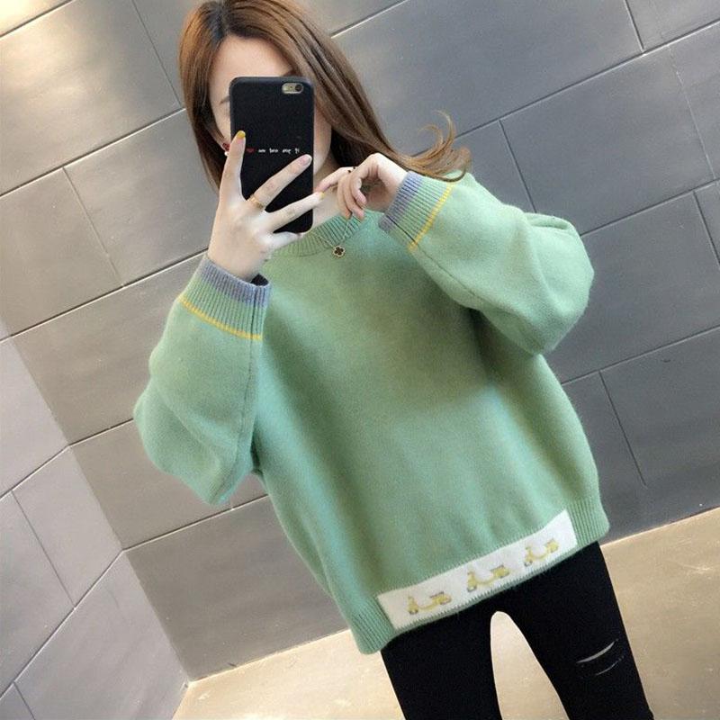 Autumn and Winter Loose Pullover Sweater Thick Short Knit Bottoming Shirt Fashion Casual Girl Sweater