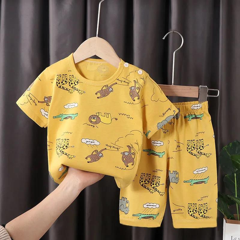 Children's Short-sleeved Suit Summer Children's T-shirt Half-sleeved Baby Clothes Two-piece Summer Set