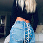 High Waist Bandage Sexy Jeans Autumn and Winter Women's Fashion Street Clothing Suit Trousers