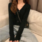 Spring and Autumn Knitted Cardigan Long Sleeve V-neck Sweater Solid Color Short Casual Coat
