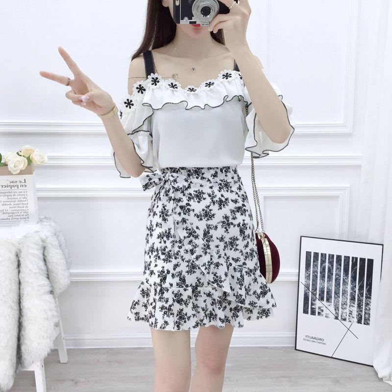 Bohemian Print Summer Skirts Womens Ruffle Floral Short Skirt High Waist Chiffon Beach Mini Skirt